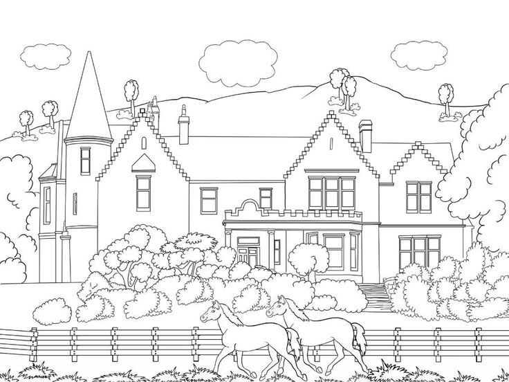 Scenery coloring pages for adults