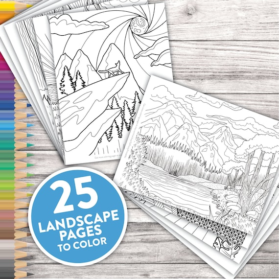 Printable adult coloring pages scenic landscapes adult coloring at home activity download now