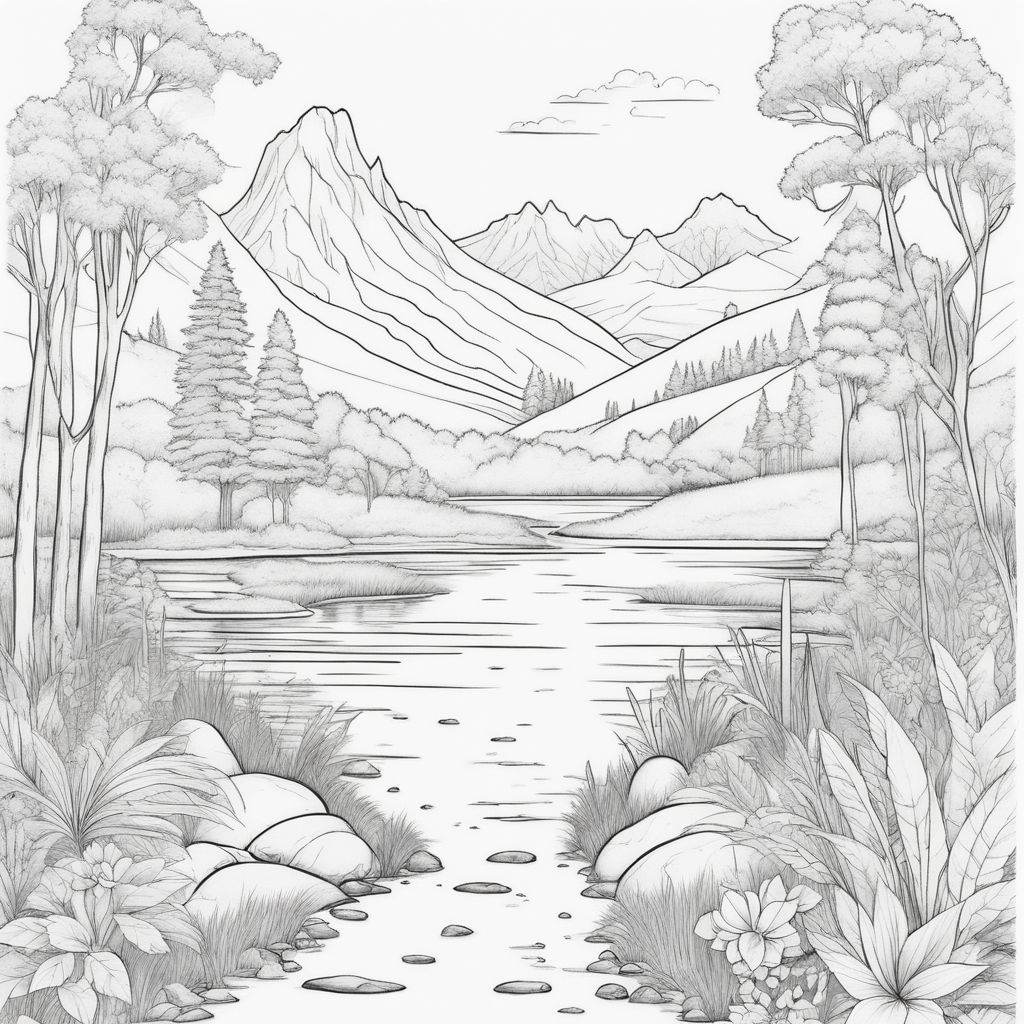 Sketch drawing of a mountain landscape