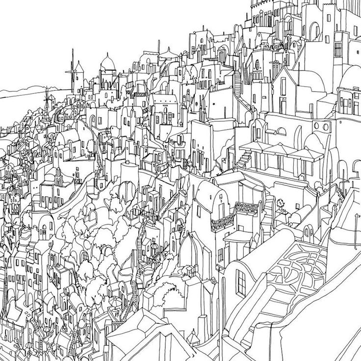 Scenery coloring pages for adults