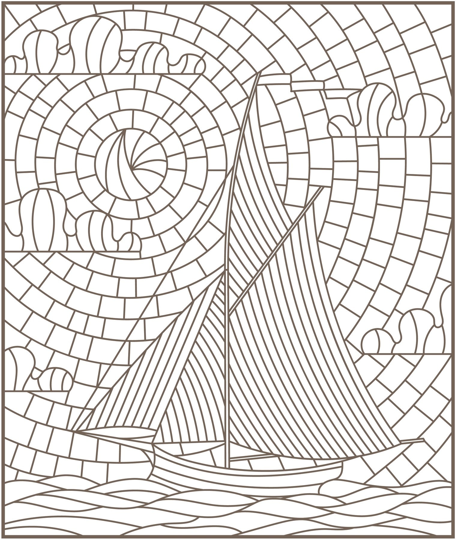 Stained glass art scenic landscapes mosaic ocean picturesque castles â rachel mintz coloring books