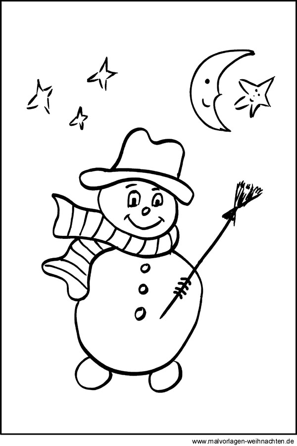 Schneemann als window color bild zum gratis ausdrucken und ausmalen