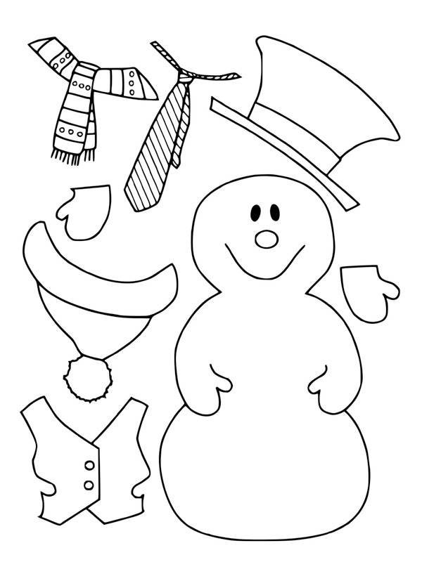 Ausmalbild verkleiter schneemann
