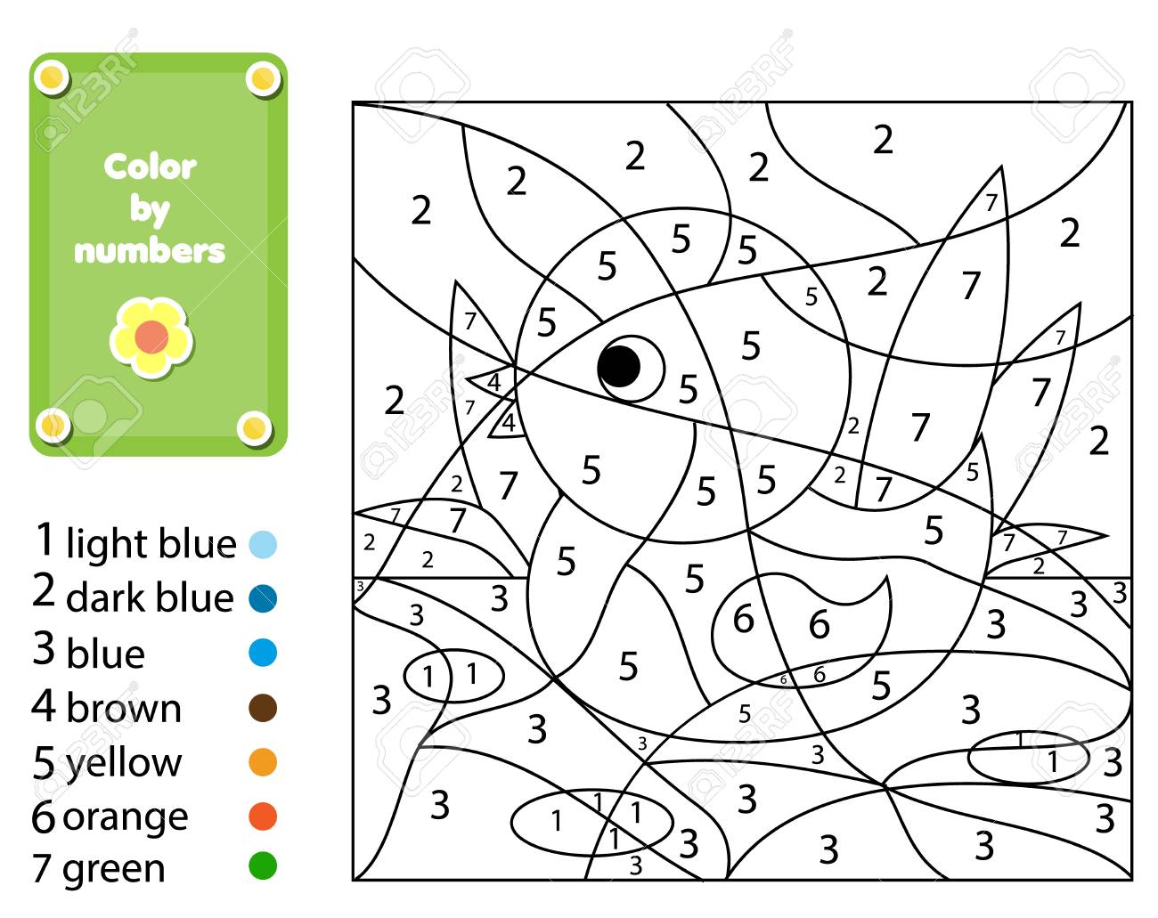 Children educational game coloring page with duck color by numbers printable activity worksheet for toddlers and pre