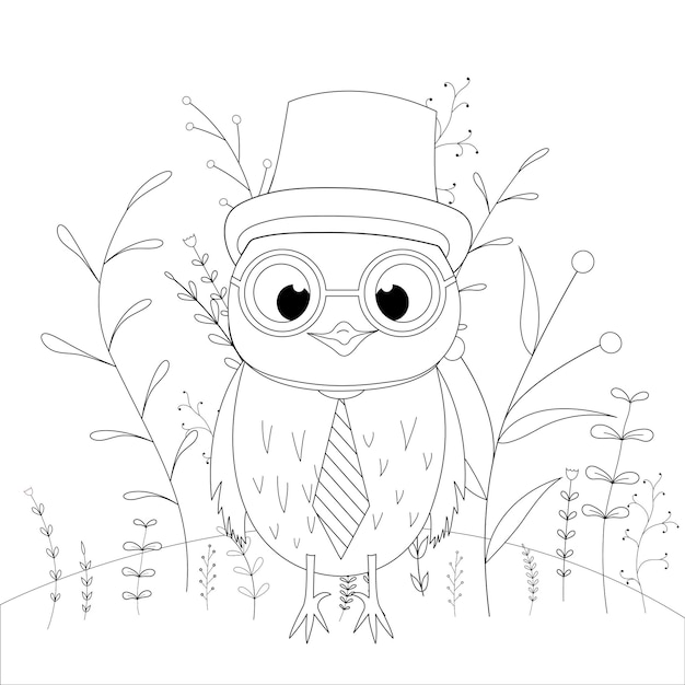 Premium vector coloring book or page for children of school and preschool age developing childrens coloring vector cartoon illustration with cute owl