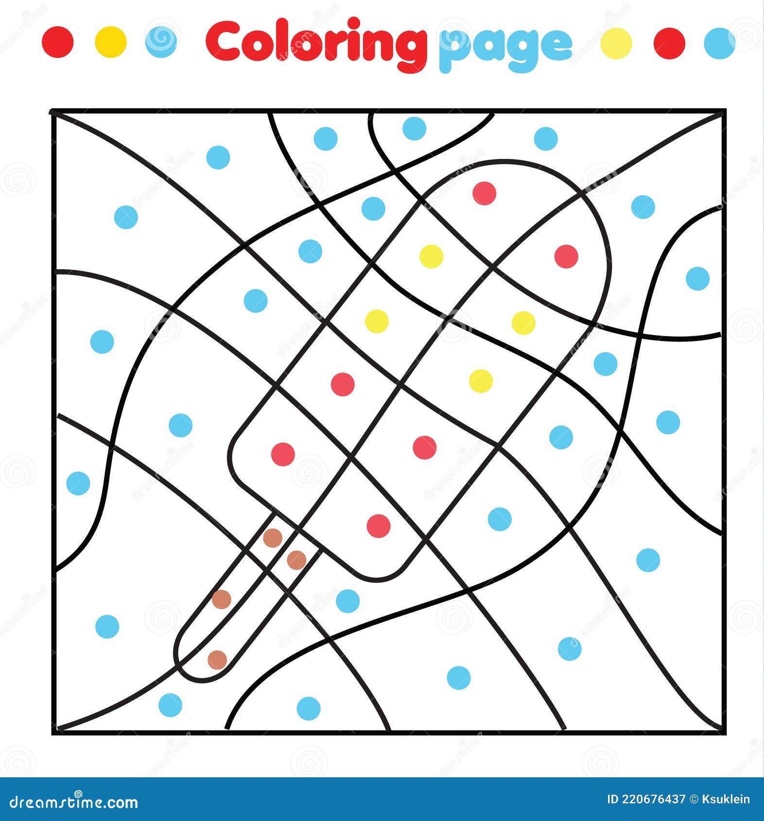 Ice cream coloring page color by dots printable activity worksheet for toddlers and pre school age stock vector