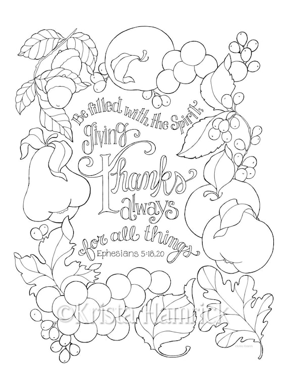 Give thanks for all things coloring page in two sizes x and bible journaling tip