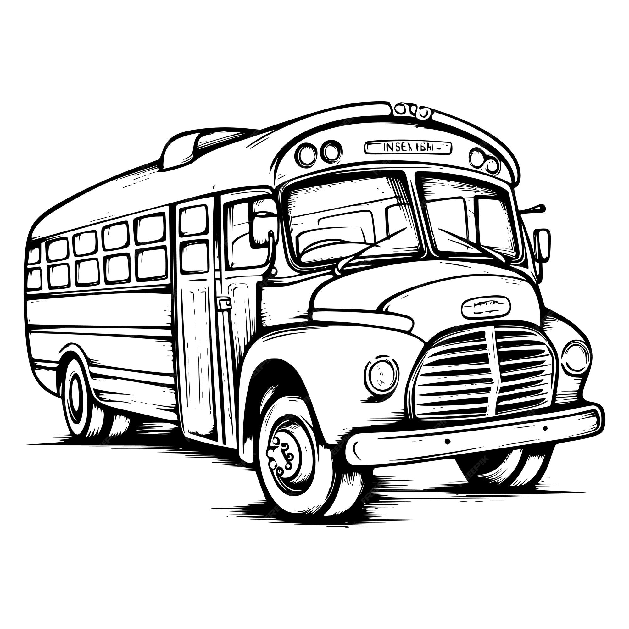 Premium vector school bus coloring page for kids