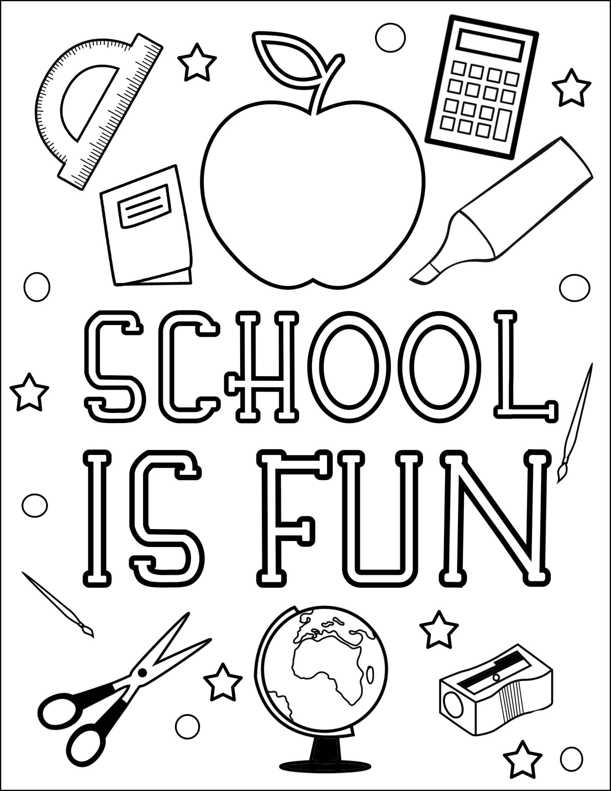 Free back to school coloring pages for