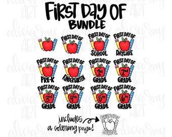 Back to school bundle sublimation png hand drawn digital