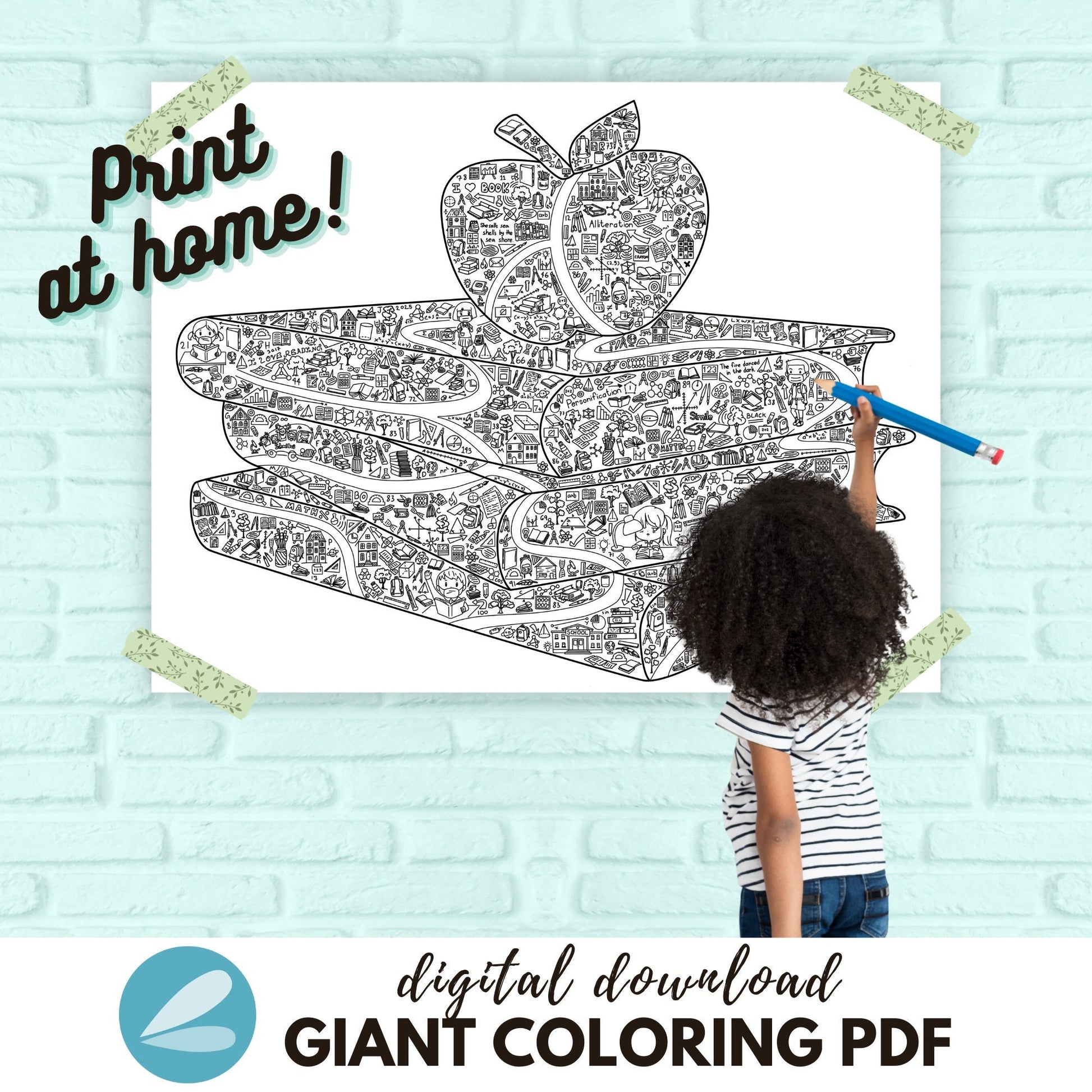 Giant back to school coloring page