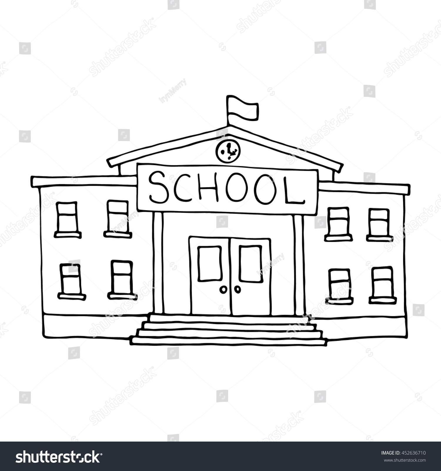 School building doodle outlined on white stock vector royalty free