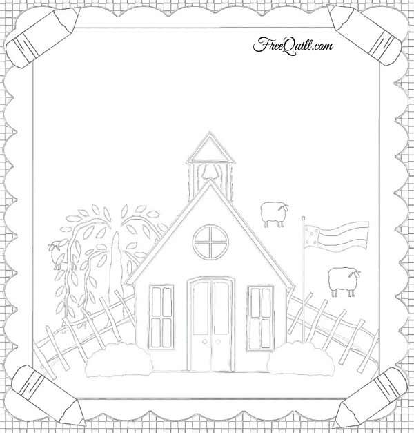 School house line drawing