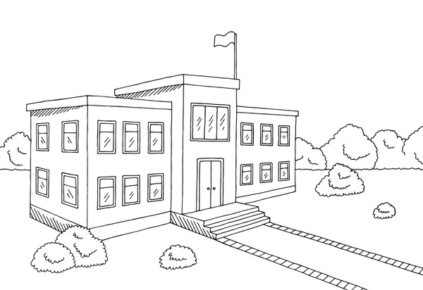 Black white school building royalty