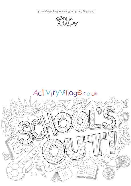 Schools out doodle louring card