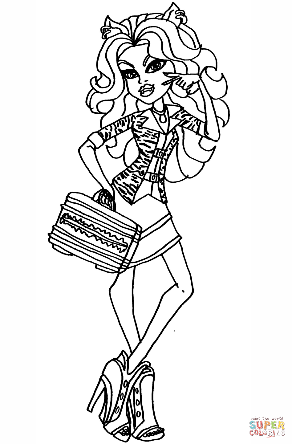 Clawdeen wolf schools out coloring page free printable coloring pages