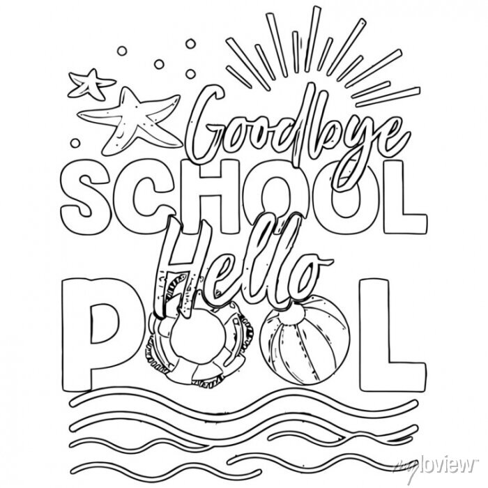 Goodbye school hello pool summer vacation beach womens tri blend â wall stickers illustration vector animal