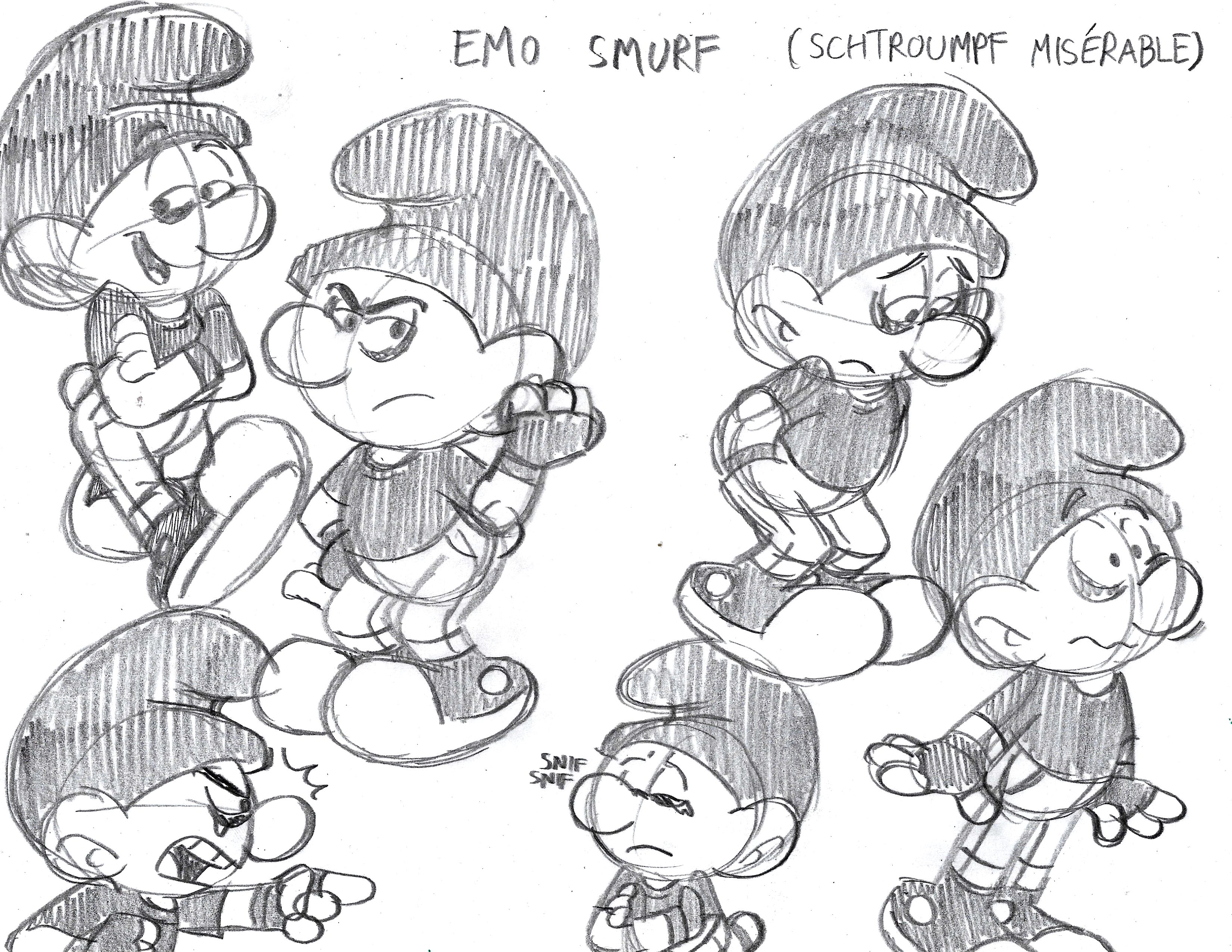 Emo smurf model sheet by grishamanimation on