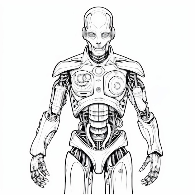 Premium ai image medical robot coloring page science fiction illustration for kids and adults