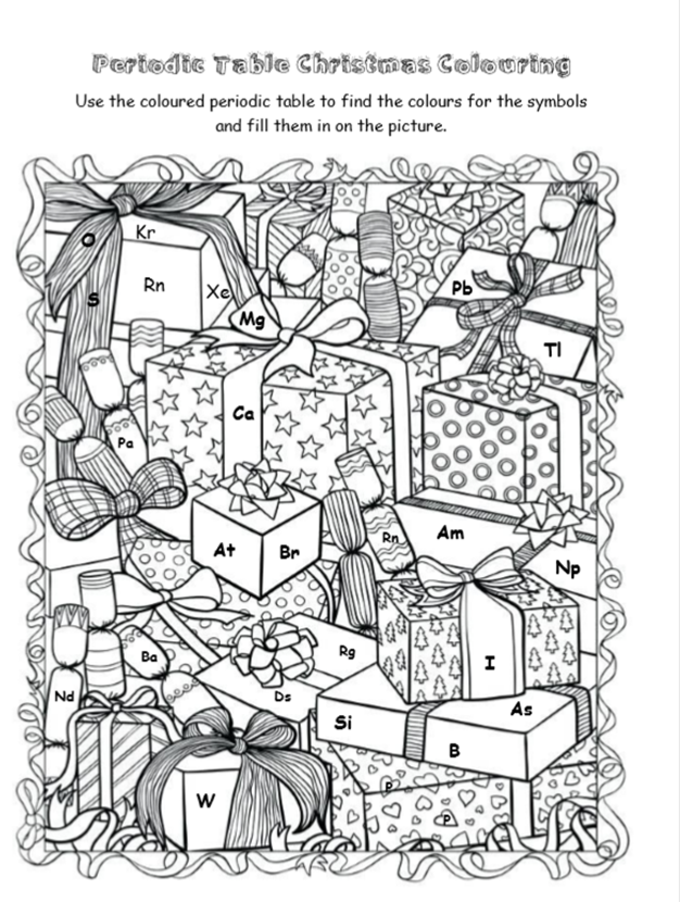 Science christmas colouring activity with periodic table vol teaching resources