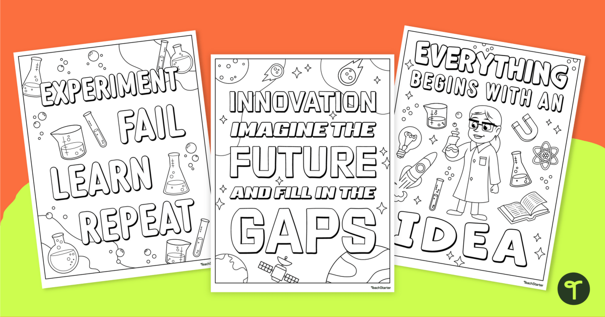 National science week colouring pages teach starter
