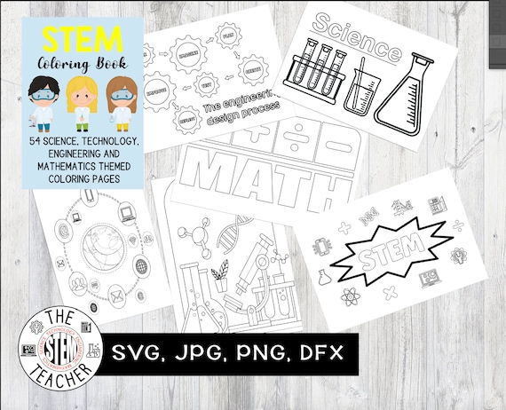 Stem coloring book science technology engineering art math kids colouring book worksheet coloring pages stem booklet pdf