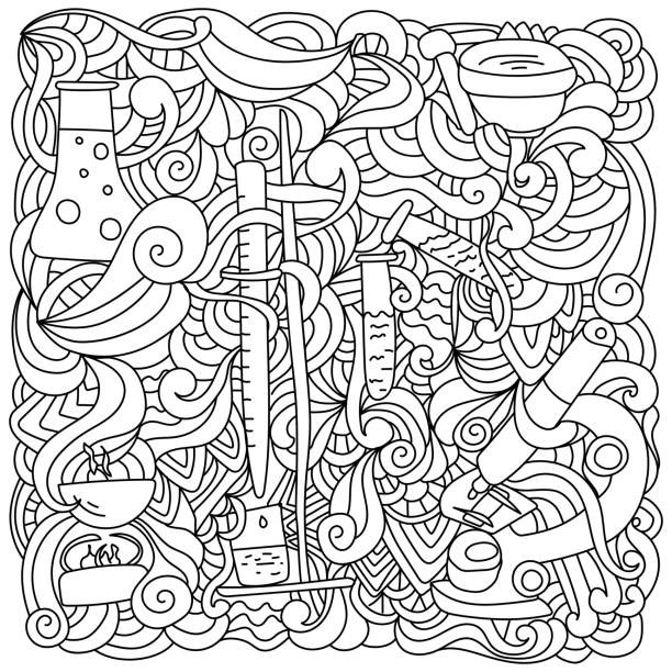 Chemistry coloring pages stock illustrations royalty