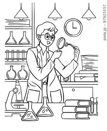 Scientist coloring page for kids