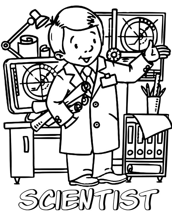 Scientist printable coloring page