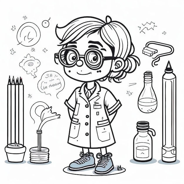 Premium vector coloring fun with cute scientist kids sciencethemed activity book