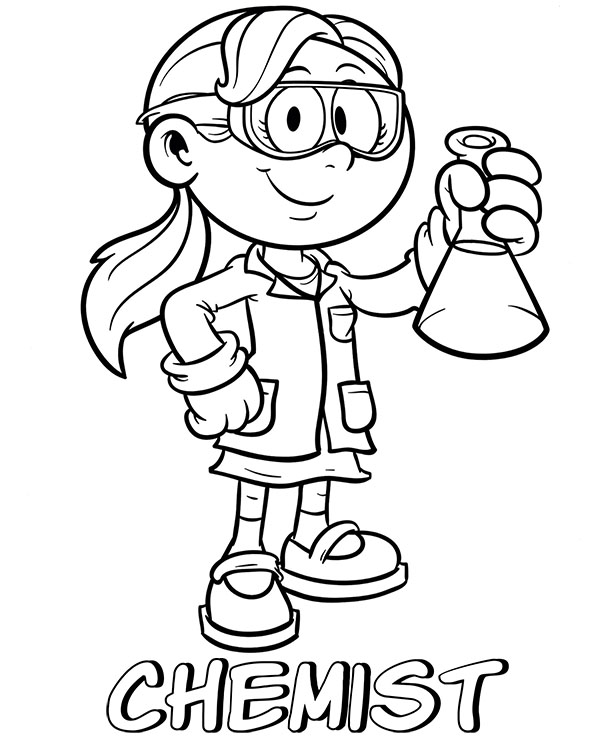Chemist coloring page scientist picture