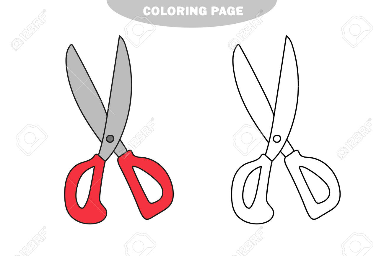 Simple coloring page outline scissors on a white background cartoon vector illustration of scissors color and black and white version royalty free svg cliparts vectors and stock illustration image