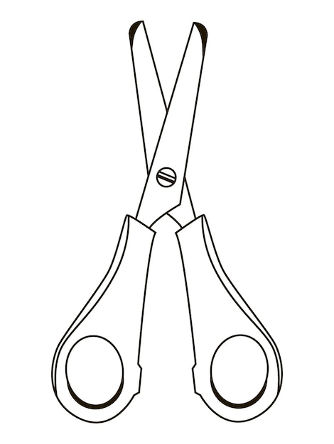 Premium vector black and white simple doodle style vector scissors halfopen isolated on white background