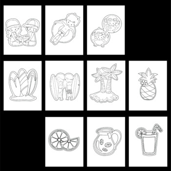 Summer cutting practice with scissors kindergarten fine motor coloring pages