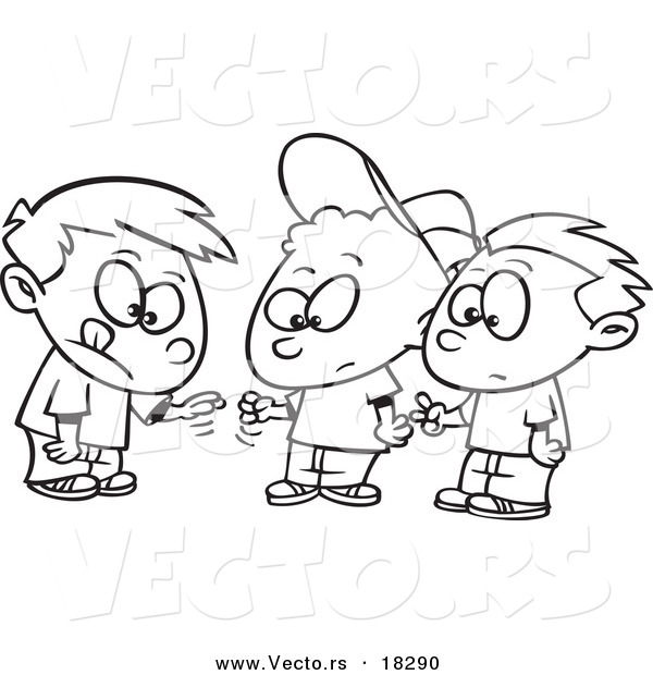 R of a cartoon group of boys playing rock paper scisso