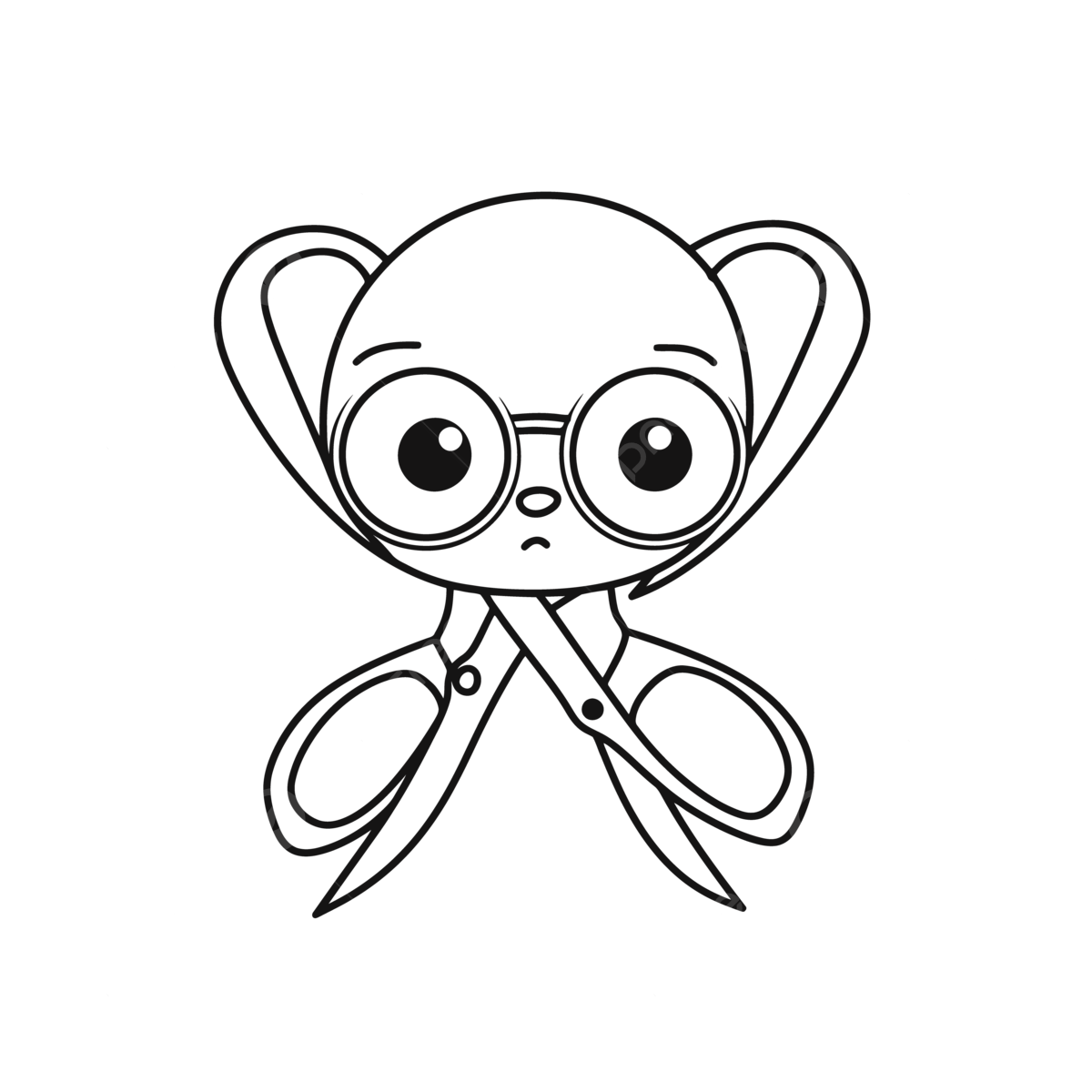 Pair of scissors and glasses in the shape of a bear coloring page outline sketch drawing vector scissor drawing scissor outline scissor sketch png and vector with transparent background for free download