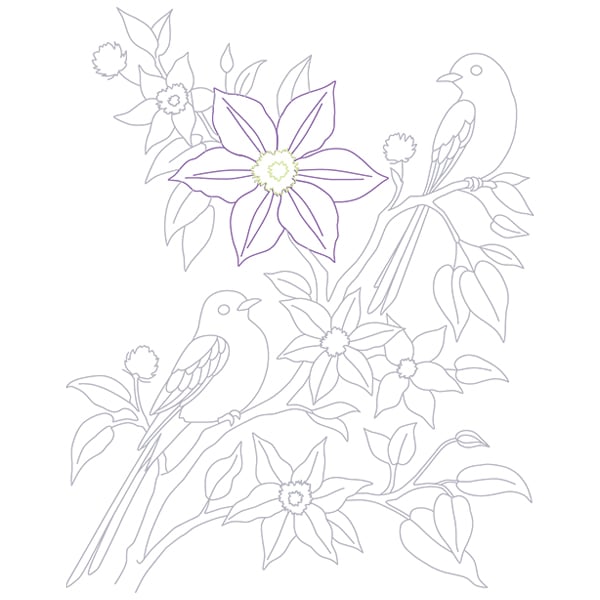 Clematis and scissortail flycatcher svg dxf cutting machine laser cutting designs craft genesis