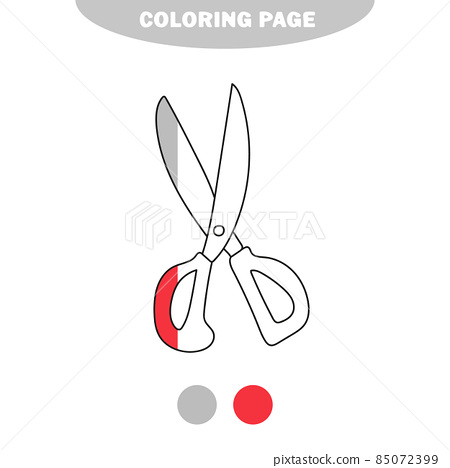 Simple coloring page outline scissors on a