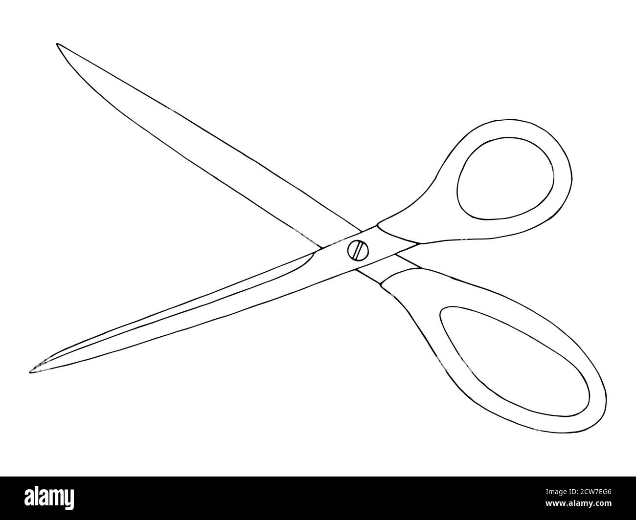 Simple black white scissors cartoon hi