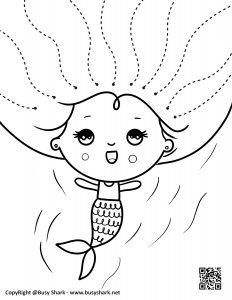 Mermaid scissors skills coloring pages