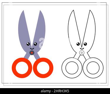 Coloring book for kids paint a cute cartoon scissors pattern vector isolated on a white background stock vector image art