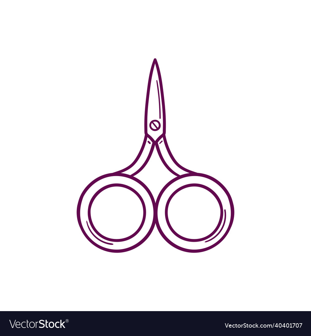 Hand drawn tailor trimming scissors with round vector image