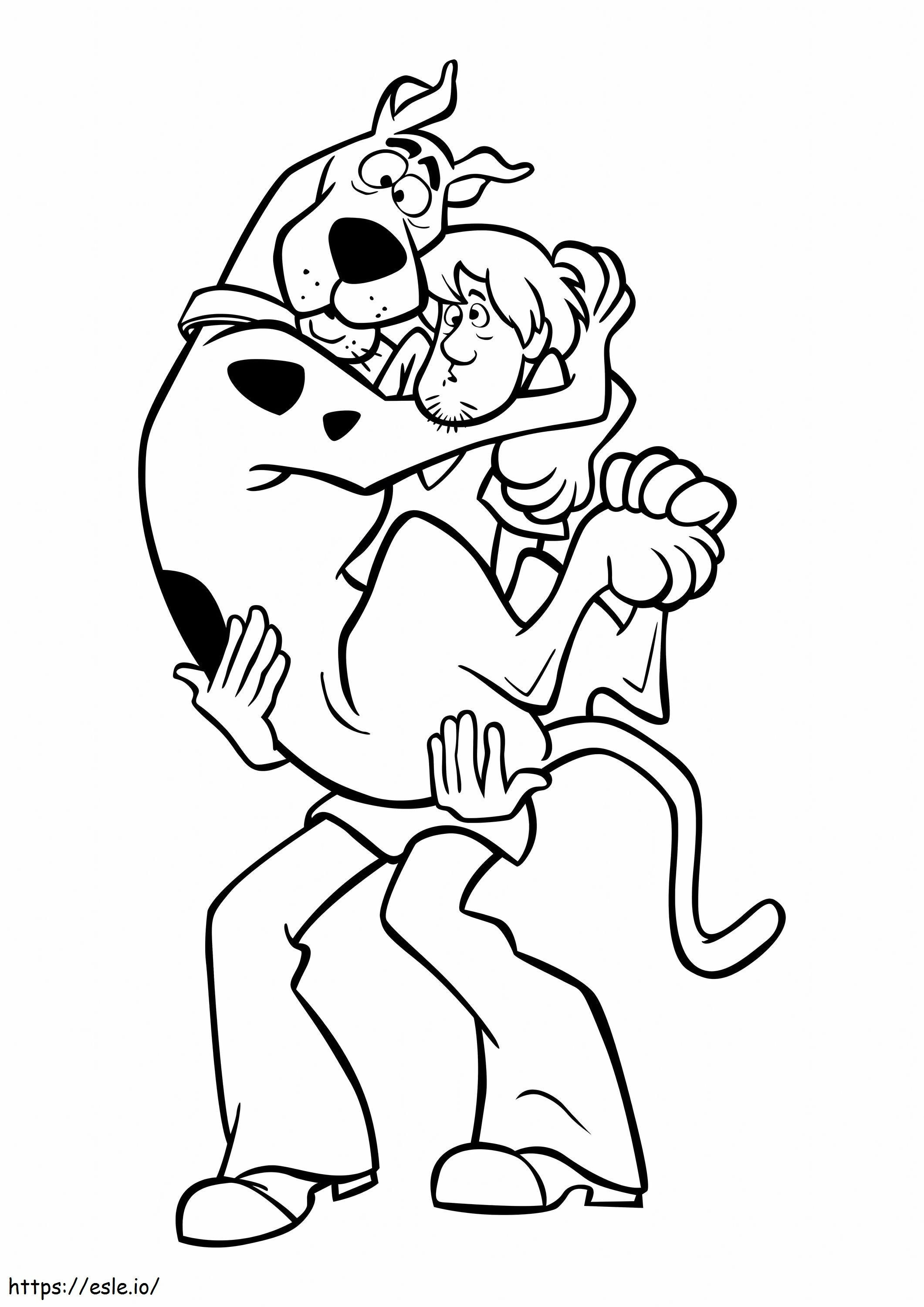 Scooby doo in arms of shaggy rogers scaled coloring page