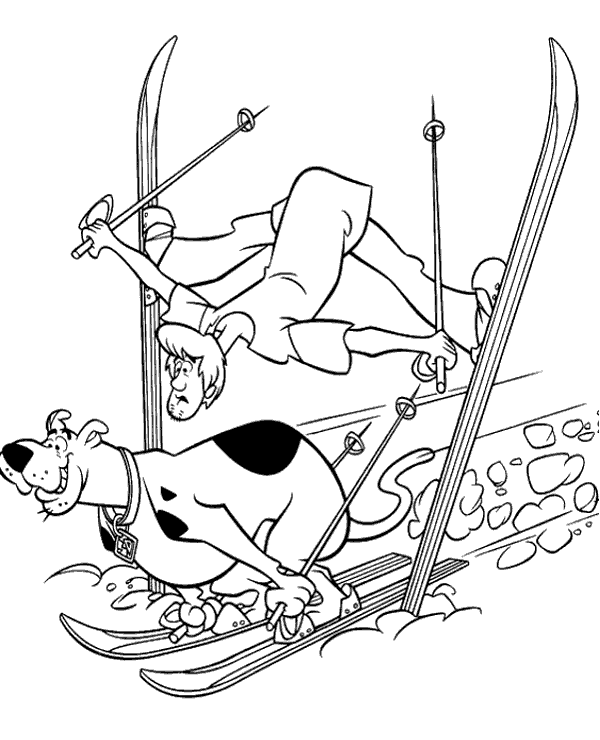 Funny scooby shaggy coloring page
