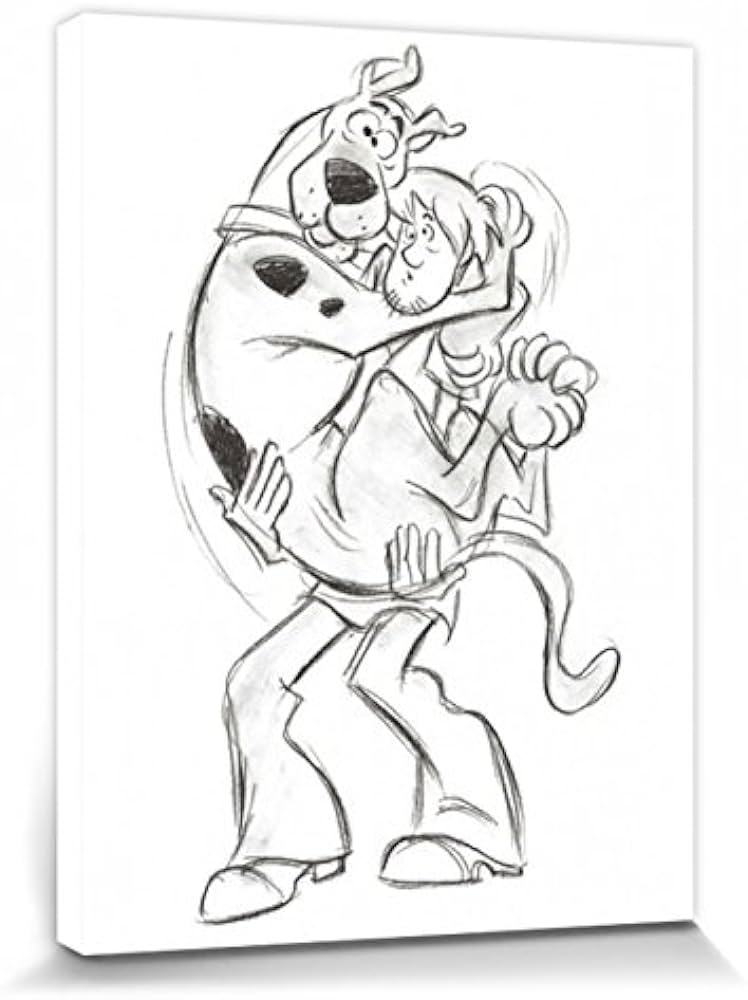 Art scooby doo poster shaggy pictures canvas picture on stretcher frame xxl wall picture poster art print as canvas picture x cm home kitchen