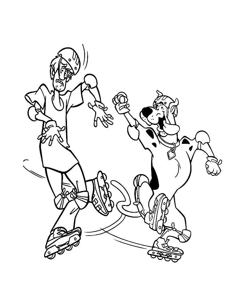 Online coloring pages coloring page scooby doo and shaggy roller skate scooby doo download print coloring page