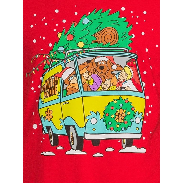 Scooby doo christmas mens big mens van and wreath graphic t