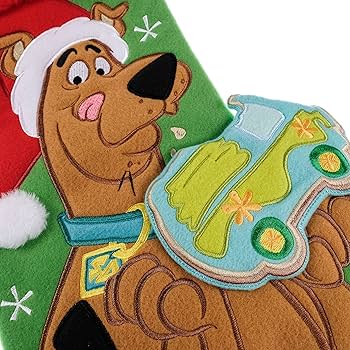 Ruz scooby doo applique christmas stocking gift holder for stocking stuffers indoor home decor and holiday decoration green home kitchen