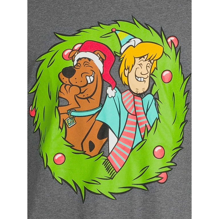 Scooby doo christmas mens big mens van and wreath graphic t
