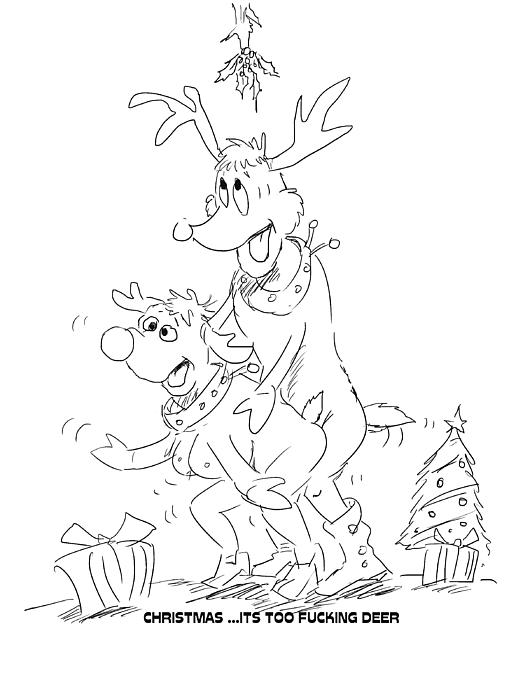 Christmas its two fucking deer greeting card by taiche acrylic art